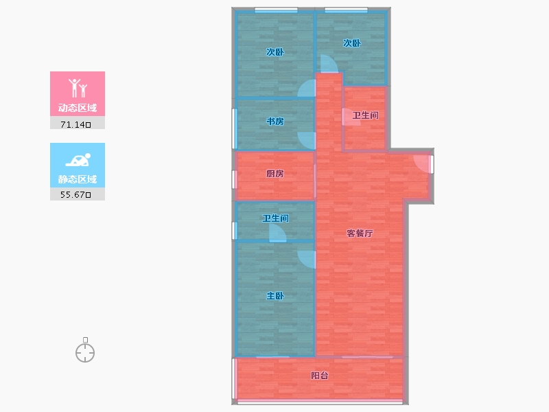 河南省-郑州市-融创中永中原大观16号楼,17号楼,18号楼146m²-116.80-户型库-动静分区