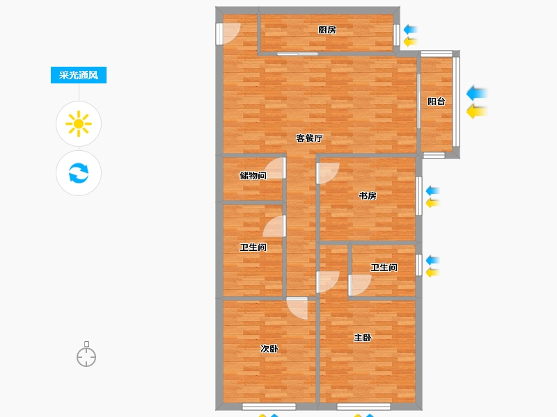 河南省-郑州市-融创中永中原大观16号楼,17号楼,18号楼127m²-101.60-户型库-采光通风