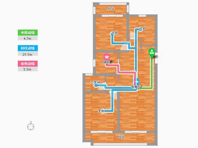 河南省-郑州市-申泰中原印象116m²-92.80-户型库-动静线