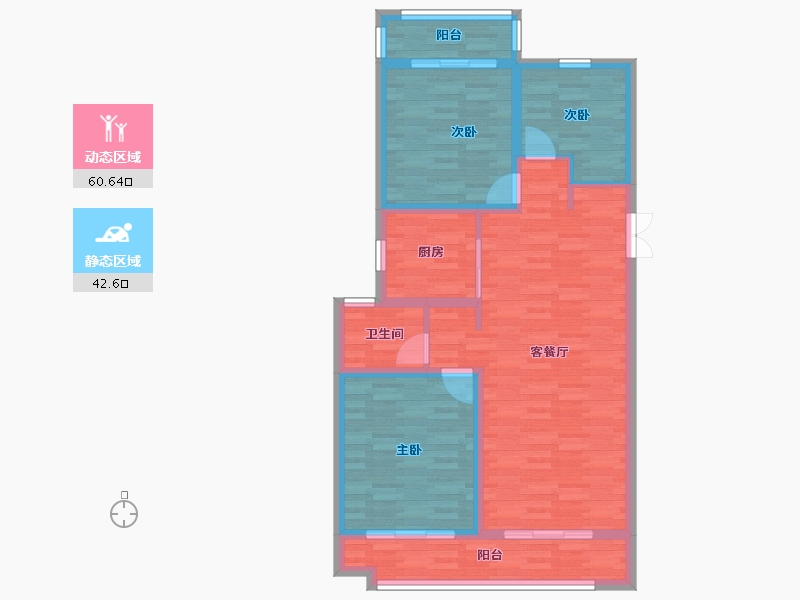 河南省-郑州市-申泰中原印象116m²-92.80-户型库-动静分区