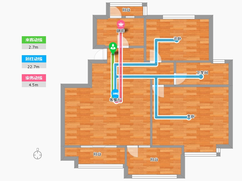 河南省-郑州市-隆城三期麒麟山7,8,11,13号楼95m²-76.01-户型库-动静线