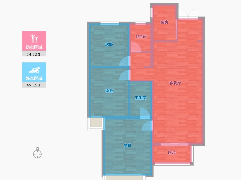 河南省-郑州市-申泰中原印象112m²-89.59-户型库-动静分区