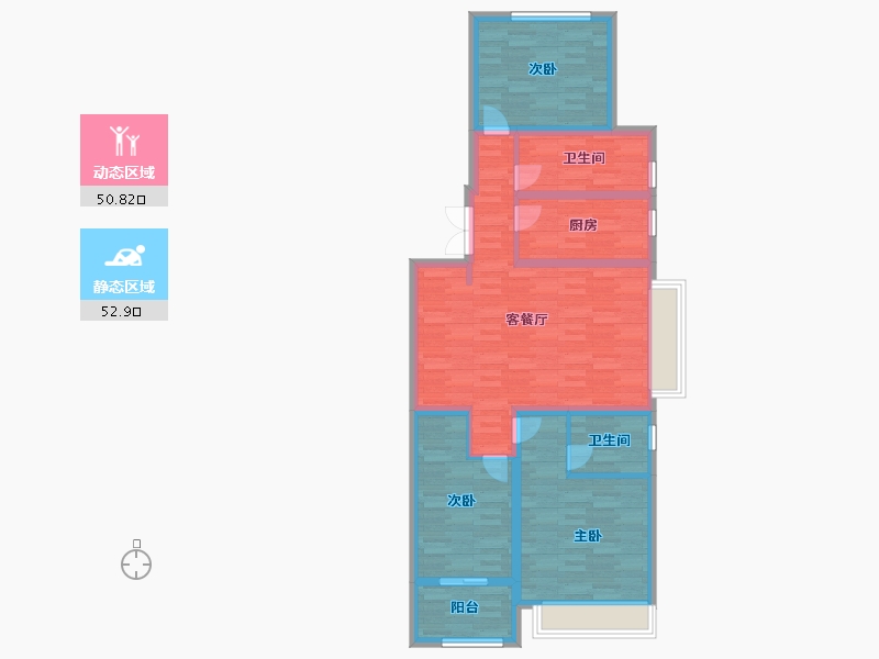 河南省-郑州市-申泰中原印象115m²-92.00-户型库-动静分区