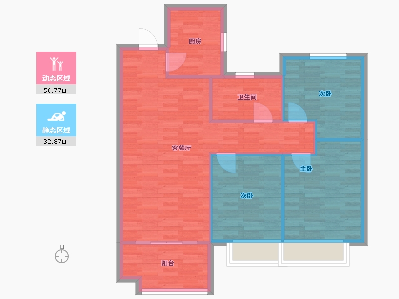 河南省-郑州市-保利海德公园95m²-76.00-户型库-动静分区