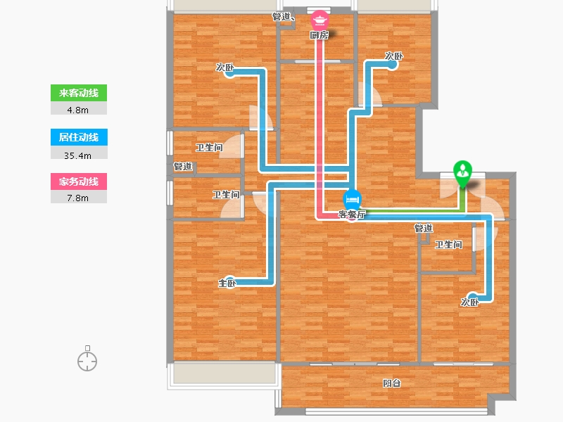 河南省-郑州市-碧桂园国控天誉3号楼,5号楼,6号楼,7号楼192m²-153.59-户型库-动静线