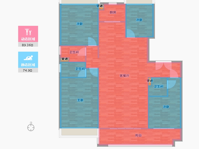 河南省-郑州市-碧桂园国控天誉3号楼,5号楼,6号楼,7号楼192m²-153.59-户型库-动静分区