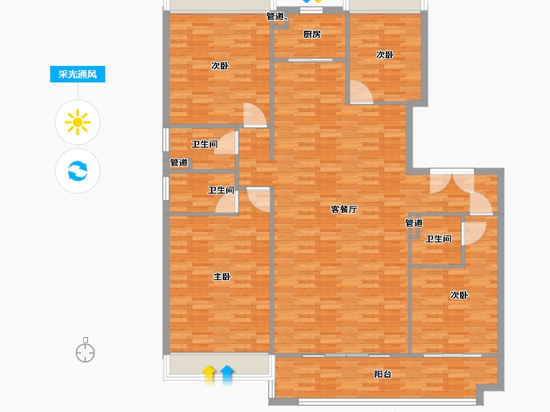 河南省-郑州市-碧桂园国控天誉3号楼,5号楼,6号楼,7号楼192m²-153.59-户型库-采光通风