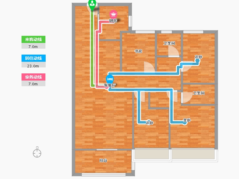 河南省-郑州市-碧桂园天麓1号楼134m²-107.21-户型库-动静线