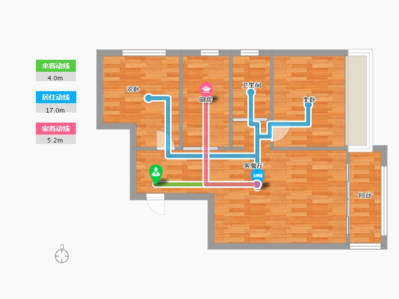 河南省-郑州市-碧桂园天麓2号楼76m²-60.80-户型库-动静线