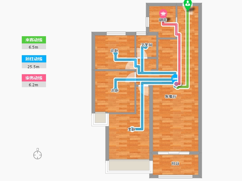 河南省-郑州市-碧桂园天麓2号楼98m²-78.40-户型库-动静线