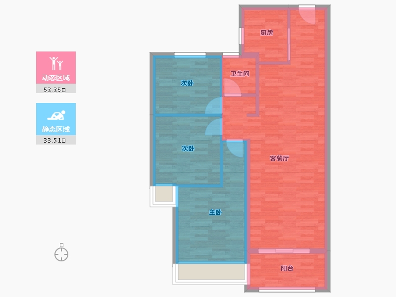 河南省-郑州市-碧桂园天麓2号楼98m²-78.40-户型库-动静分区