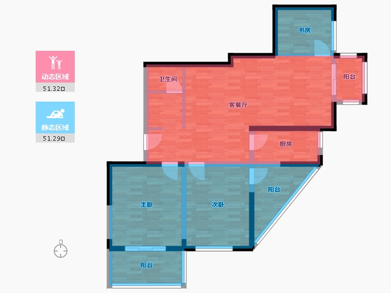 河南省-郑州市-城果113.97m²-91.18-户型库-动静分区