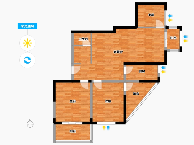 河南省-郑州市-城果113.97m²-91.18-户型库-采光通风