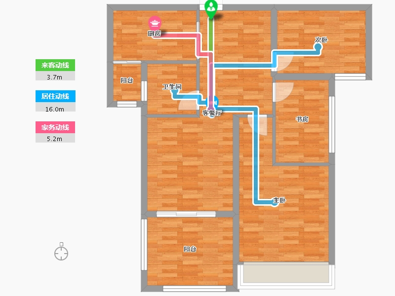 河南省-郑州市-东方宇亿万林府1号楼106m²-81.61-户型库-动静线