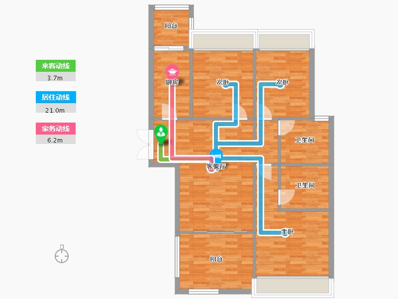 河南省-郑州市-东方宇亿万林府1号楼122m²-93.04-户型库-动静线