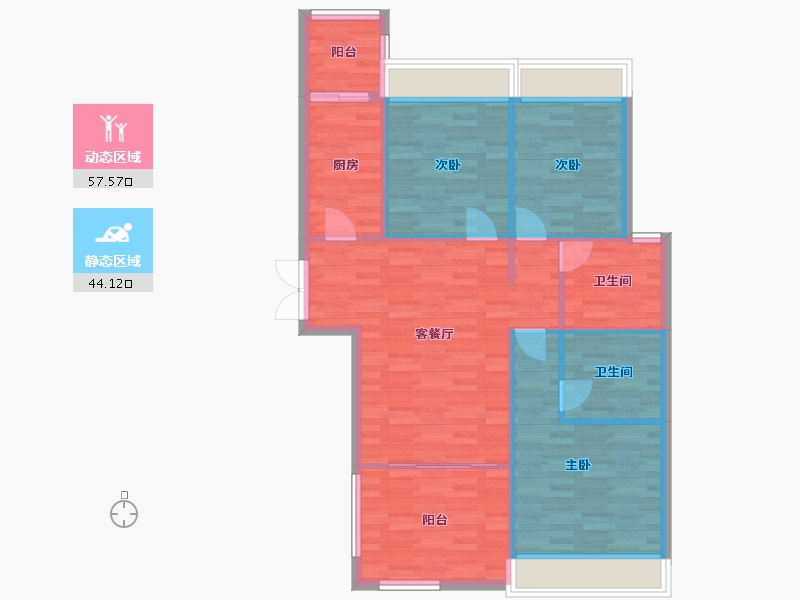 河南省-郑州市-东方宇亿万林府1号楼122m²-93.04-户型库-动静分区