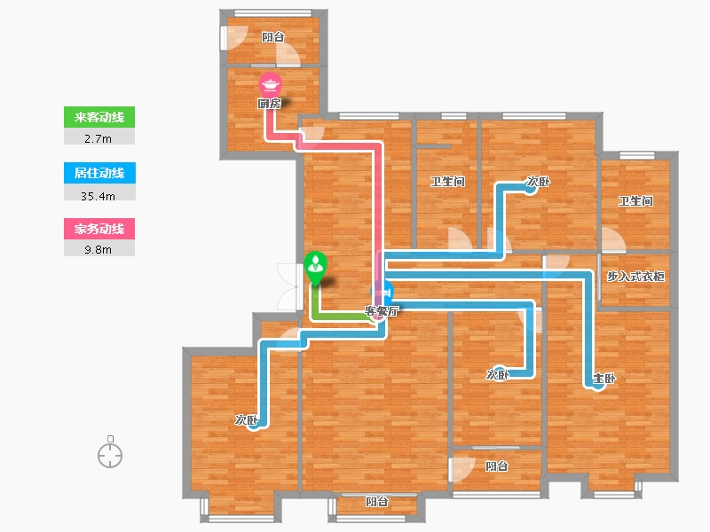 河南省-郑州市-国泰ONE195m²-156.01-户型库-动静线