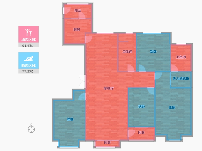 河南省-郑州市-国泰ONE195m²-156.01-户型库-动静分区