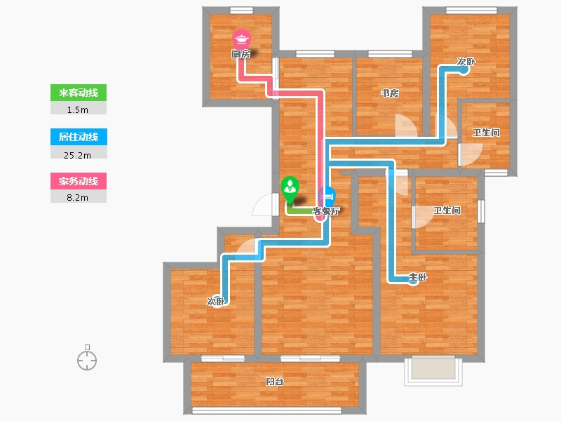 河南省-郑州市-福晟九州府6号楼144m²-103.54-户型库-动静线