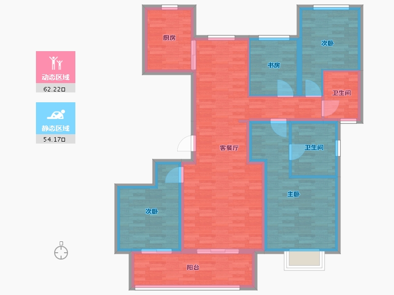 河南省-郑州市-福晟九州府6号楼144m²-103.54-户型库-动静分区