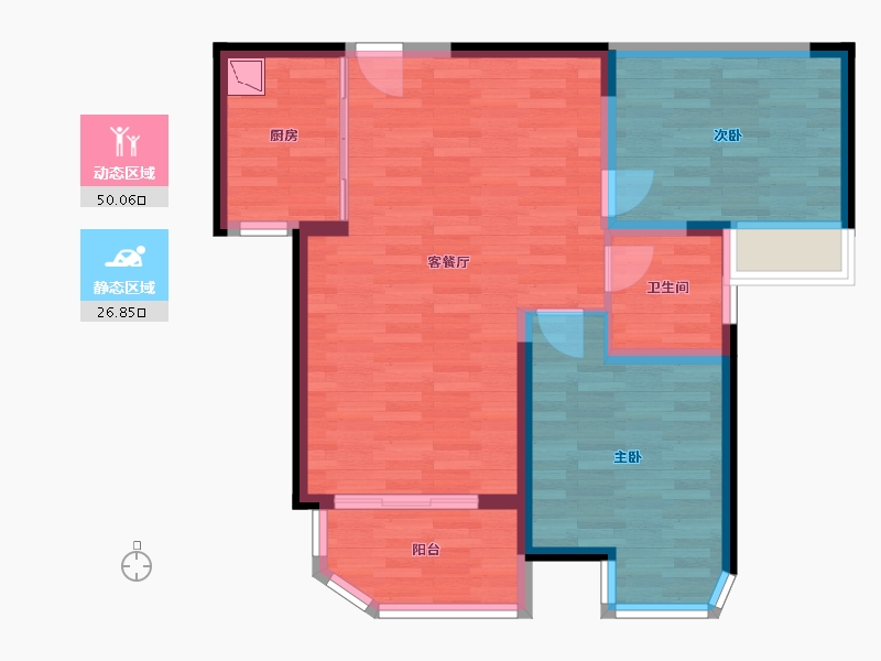 河南省-郑州市-瀚海尔湾1,2,3,6,7,8,10,11号楼86m²-68.80-户型库-动静分区