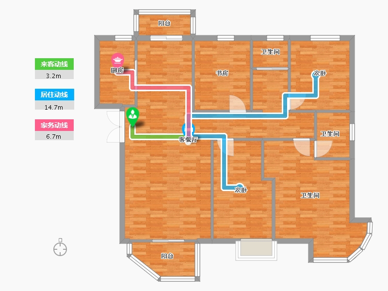 河南省-郑州市-瀚海尔湾1号楼,3号楼,10号楼,11号楼147m²-117.60-户型库-动静线