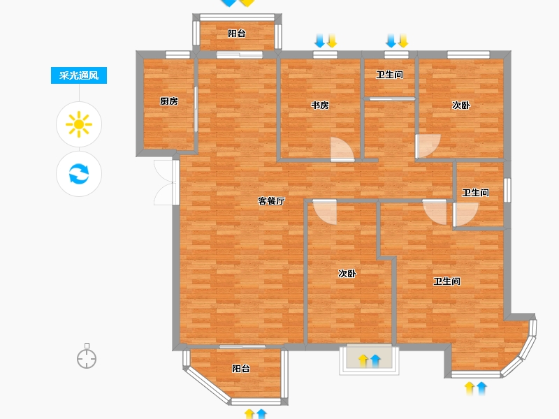 河南省-郑州市-瀚海尔湾1号楼,3号楼,10号楼,11号楼147m²-117.60-户型库-采光通风