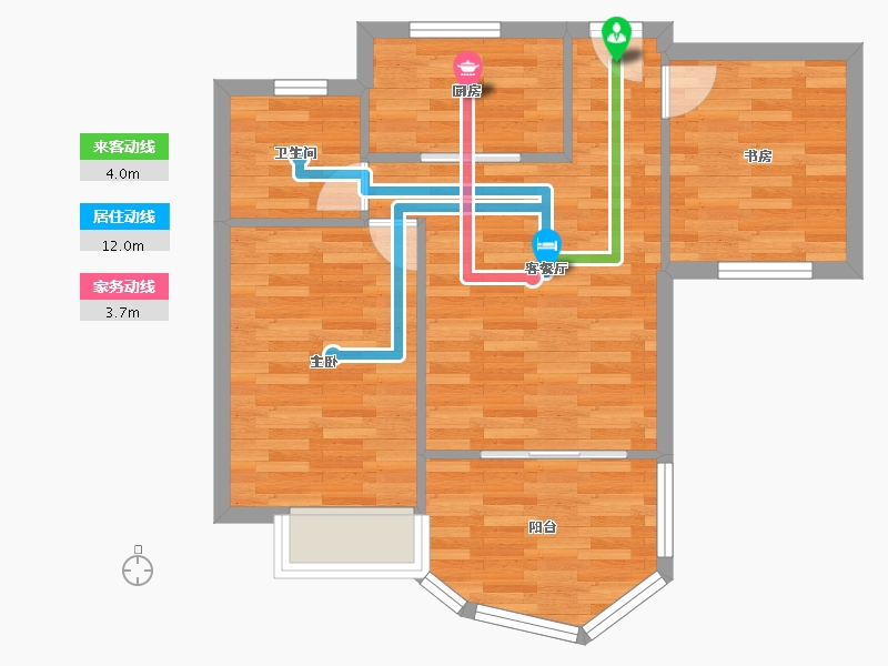 河南省-郑州市-瀚海思念城71m²-56.80-户型库-动静线