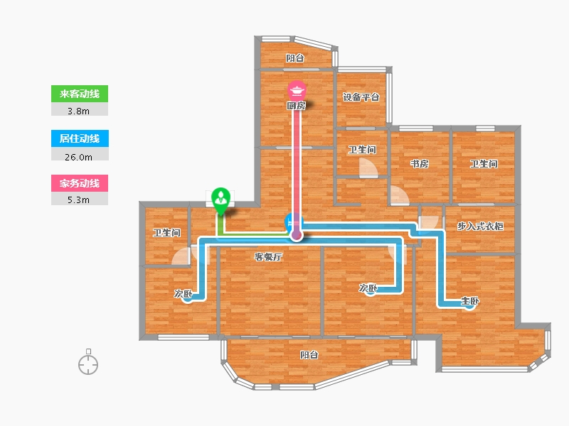 河南省-郑州市-瀚海思念城190m²-151.99-户型库-动静线