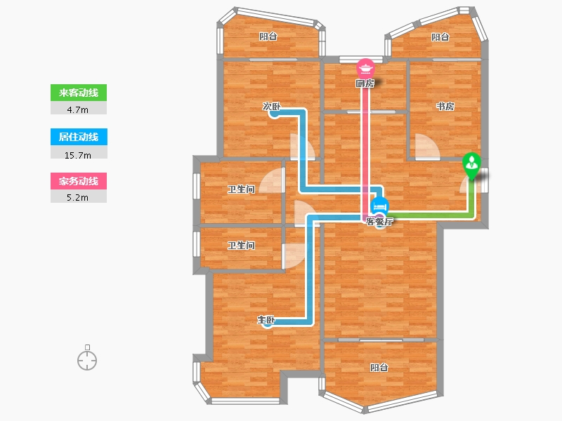 河南省-郑州市-瀚海思念城138m²-110.40-户型库-动静线