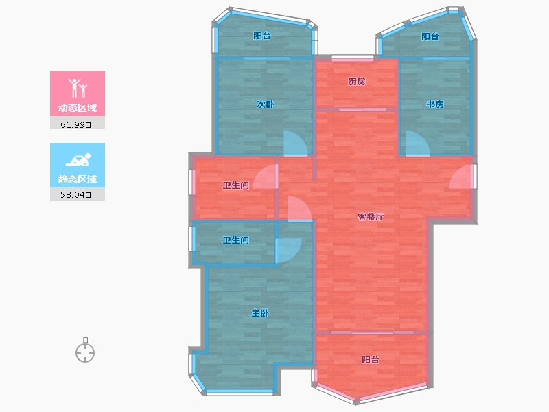 河南省-郑州市-瀚海思念城138m²-110.40-户型库-动静分区