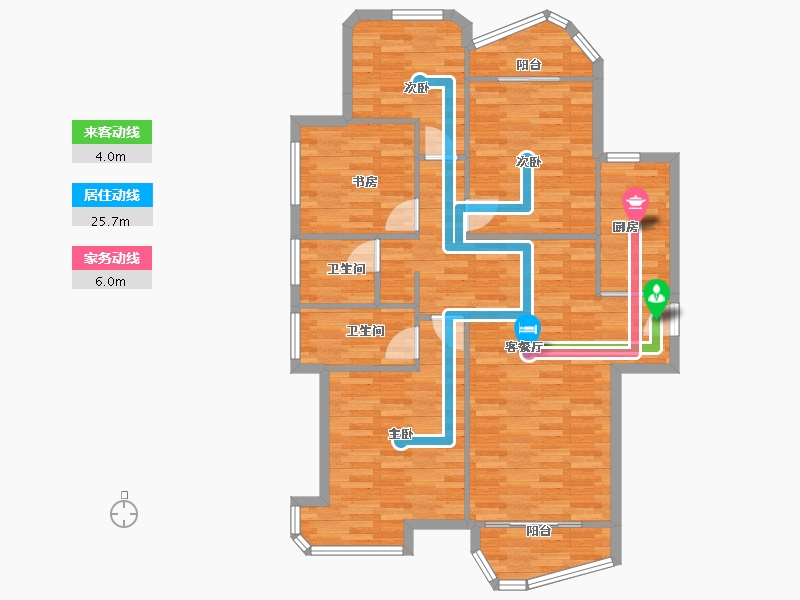 河南省-郑州市-瀚海思念城130m²-104.00-户型库-动静线