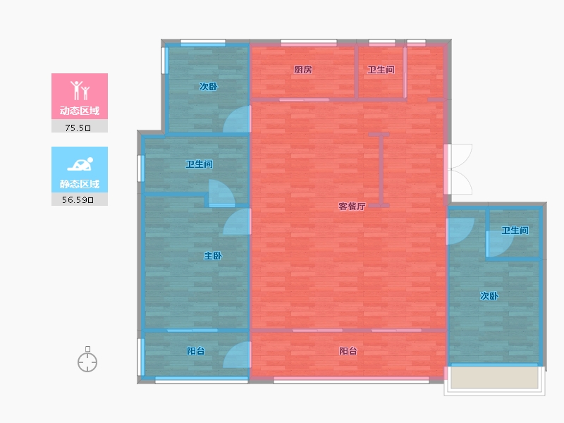 河南省-郑州市-鸿园六期21,23a,28,25,27,31号楼153m²-122.39-户型库-动静分区