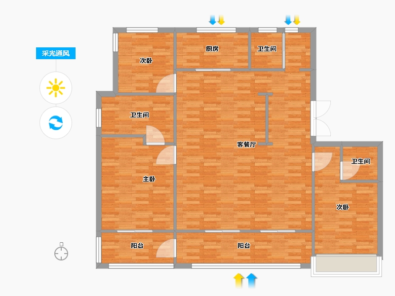 河南省-郑州市-鸿园六期21,23a,28,25,27,31号楼153m²-122.39-户型库-采光通风