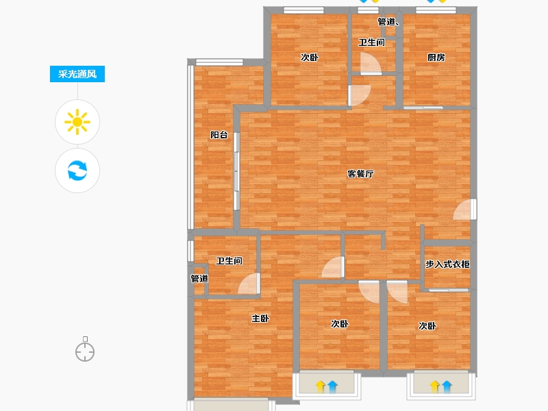 河南省-郑州市-和昌优地143m²-114.40-户型库-采光通风