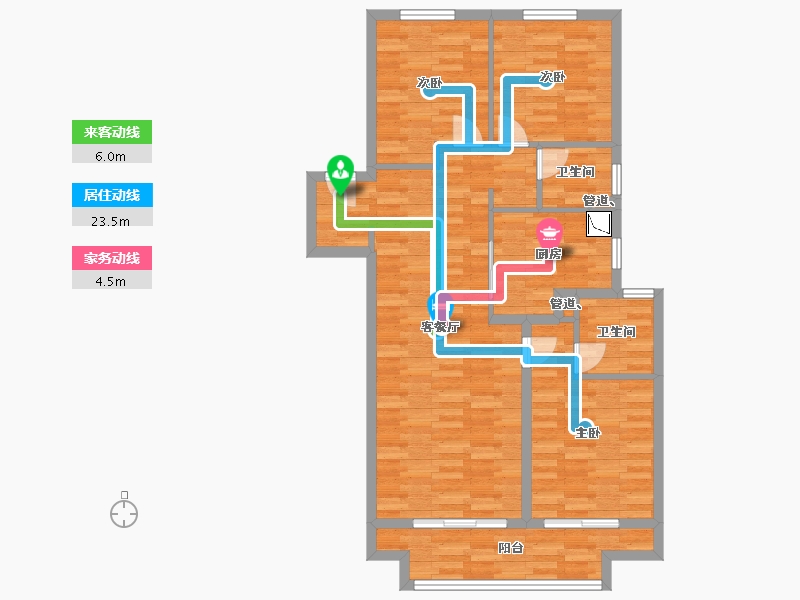 河南省-郑州市-和昌优地113m²-92.42-户型库-动静线