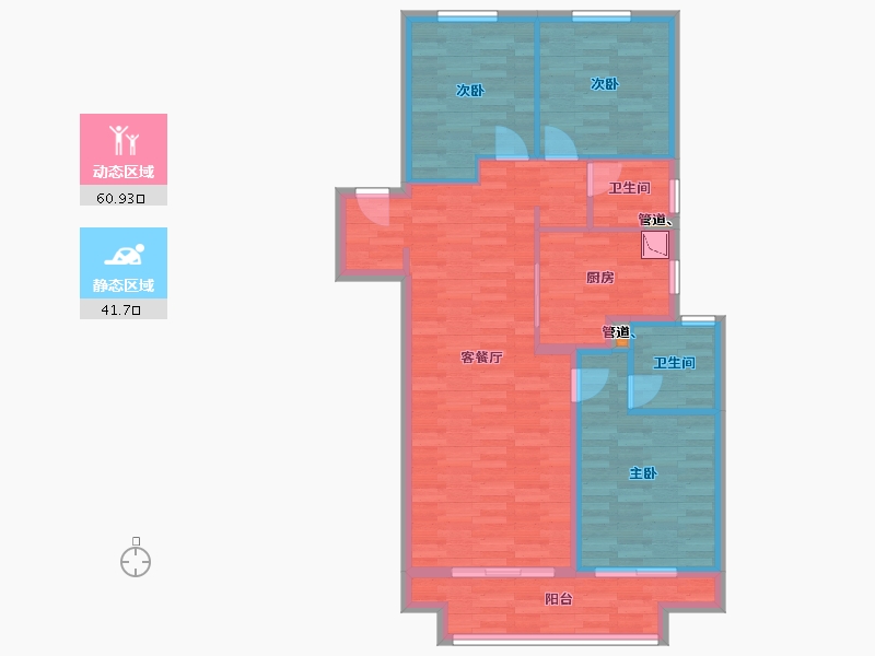 河南省-郑州市-和昌优地113m²-92.42-户型库-动静分区