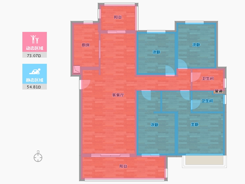 河南省-郑州市-和昌优地143m²-114.40-户型库-动静分区