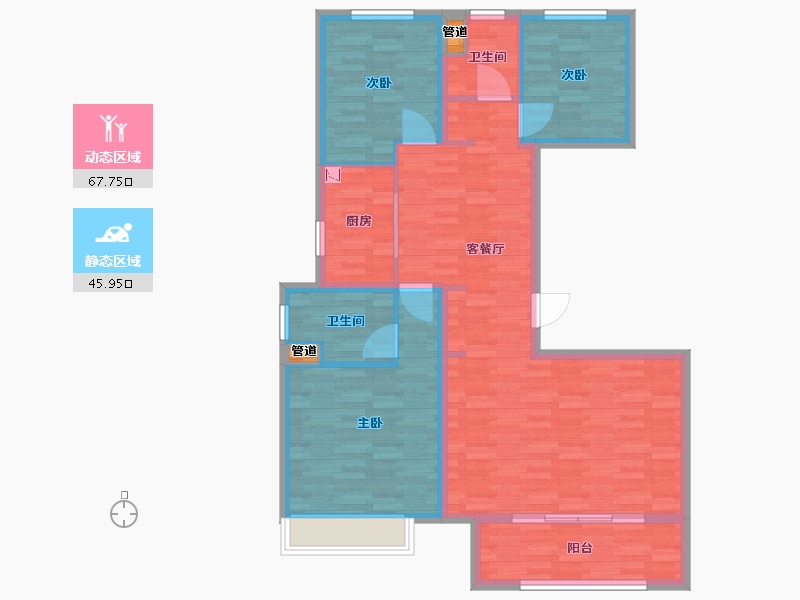 河南省-郑州市-和昌优地129m²-103.20-户型库-动静分区