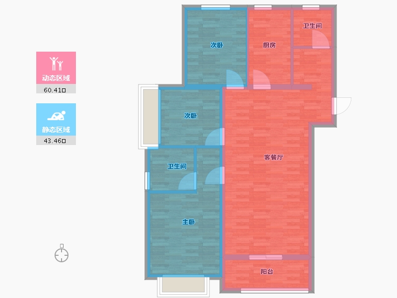 河南省-郑州市-华瑞紫金嘉苑6号楼117m²-93.60-户型库-动静分区