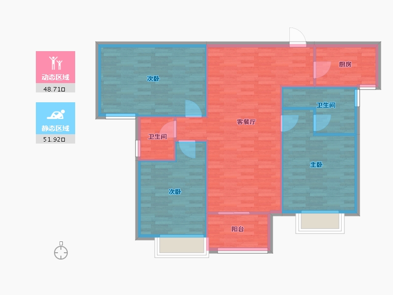 河南省-郑州市-锦艺金水湾四期7号楼115m²-92.00-户型库-动静分区