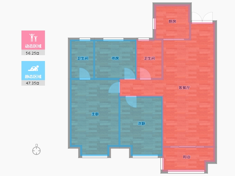 河南省-郑州市-锦艺金水湾三期3号楼119m²-95.20-户型库-动静分区