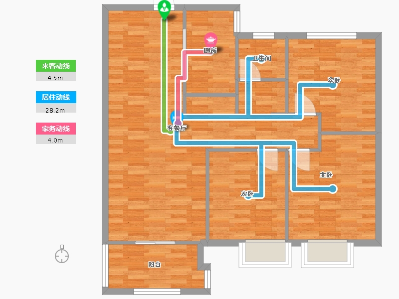 河南省-郑州市-泰山誉景2号地1号楼110m²-87.99-户型库-动静线