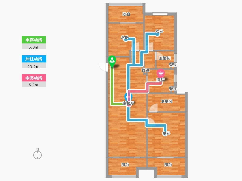 河南省-郑州市-万科美景世玠1号楼127m²-101.60-户型库-动静线