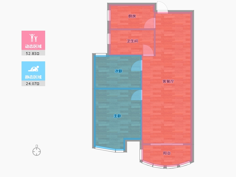 河南省-郑州市-腾威城1号楼88m²-70.40-户型库-动静分区