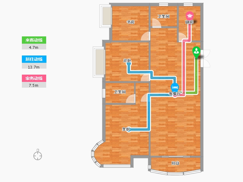 河南省-郑州市-腾威城2号楼140m²-112.00-户型库-动静线