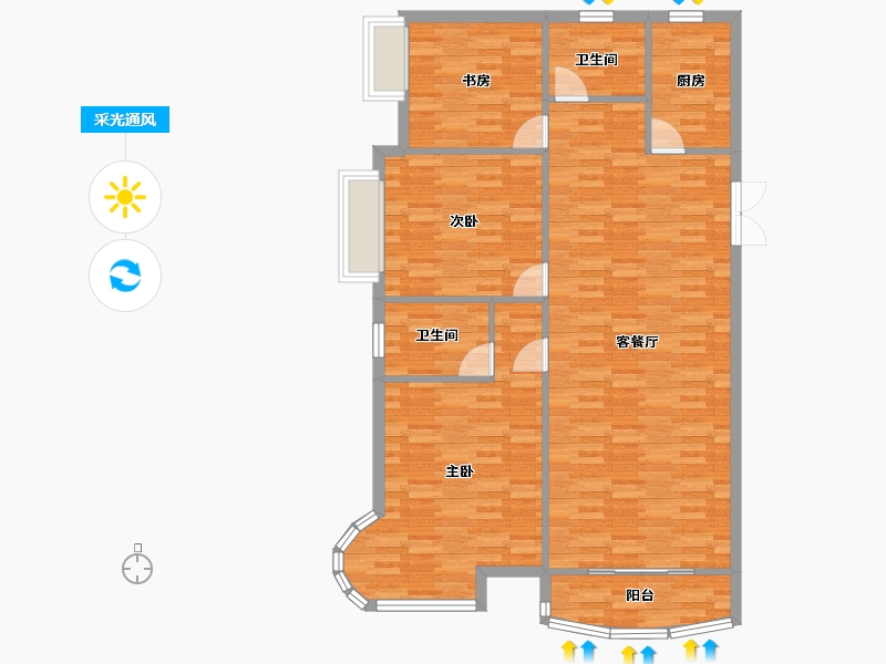 河南省-郑州市-腾威城2号楼140m²-112.00-户型库-采光通风