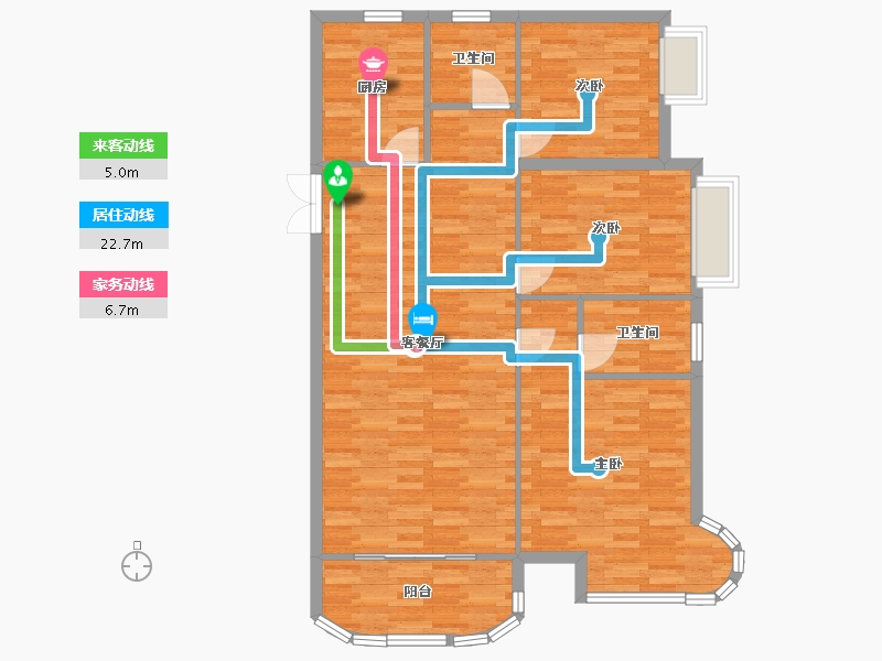 河南省-郑州市-腾威城6号楼133m²-106.40-户型库-动静线