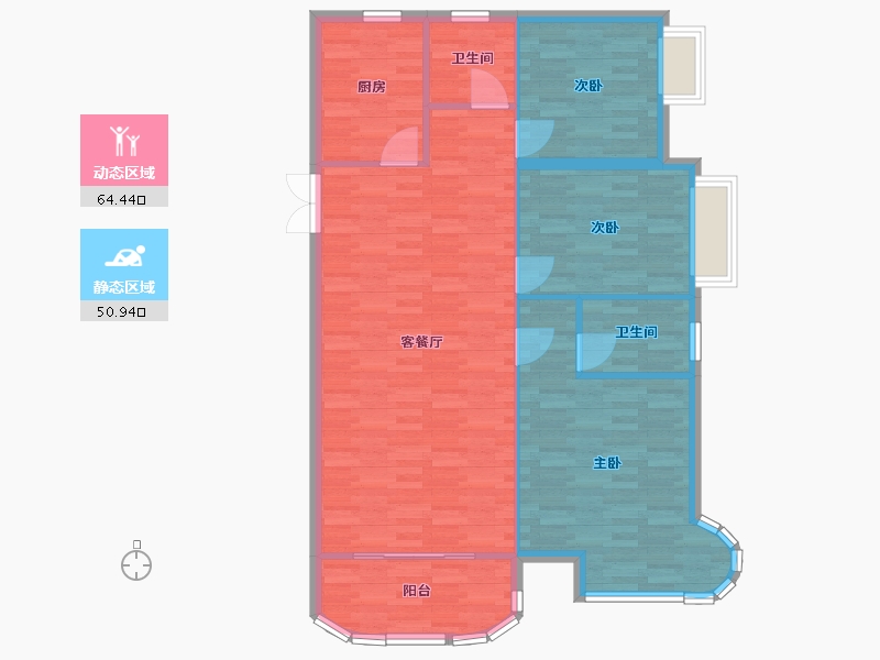 河南省-郑州市-腾威城6号楼133m²-106.40-户型库-动静分区