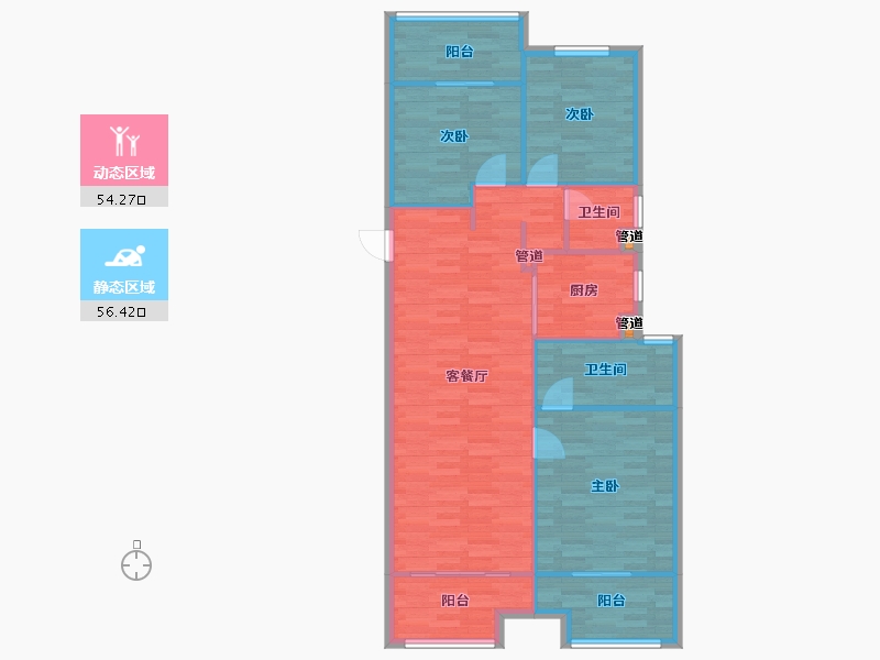 河南省-郑州市-万科美景世玠1号楼127m²-101.60-户型库-动静分区